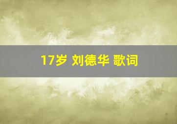 17岁 刘德华 歌词